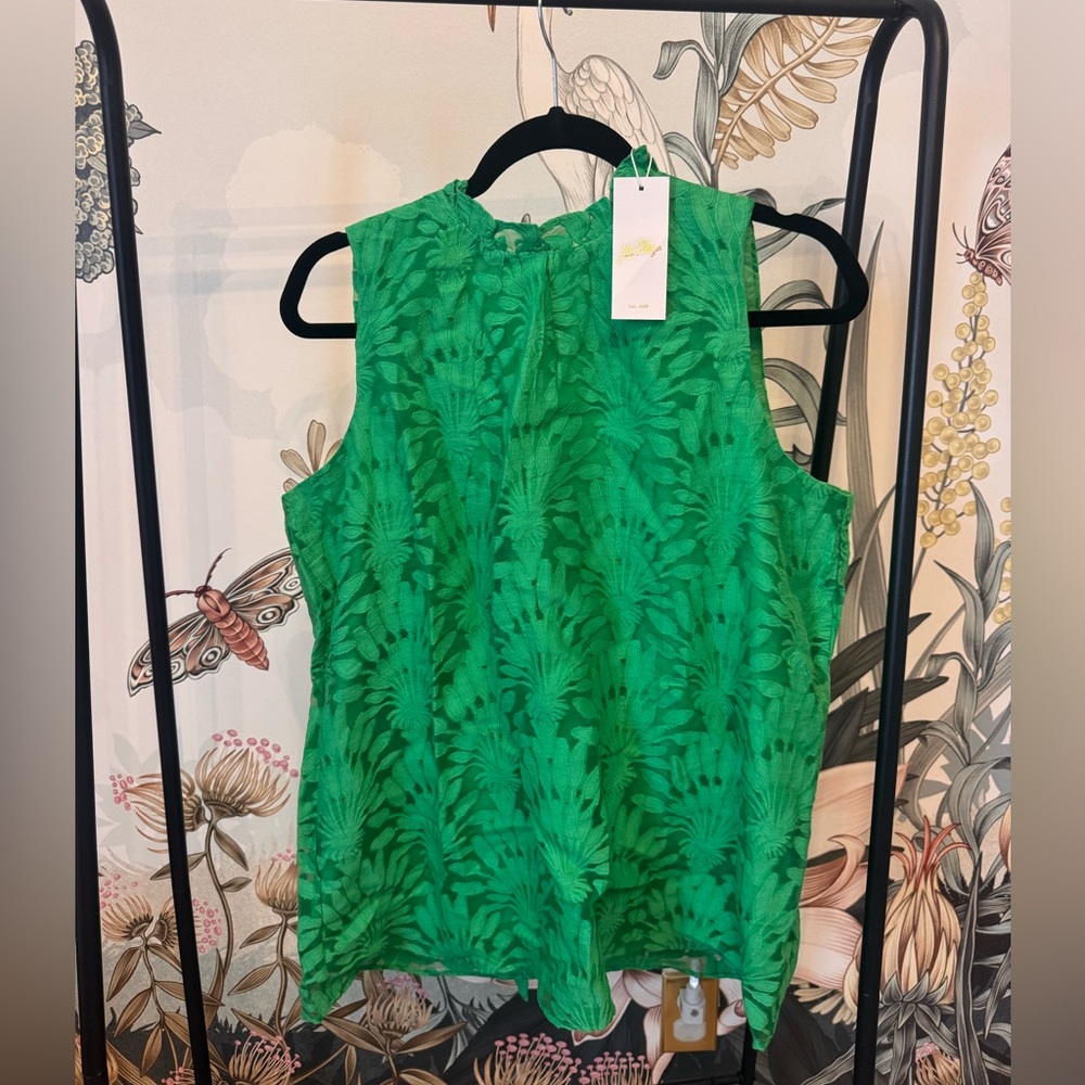 Lilly Pulitzer Bright Green Tropical-Print Sleeveless Top
